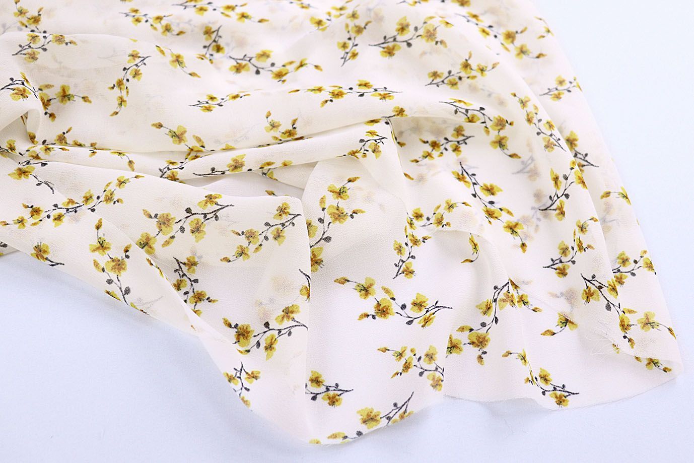 Шифон принт/цветы желтые на молочном 4247-PY/D#5/C#1