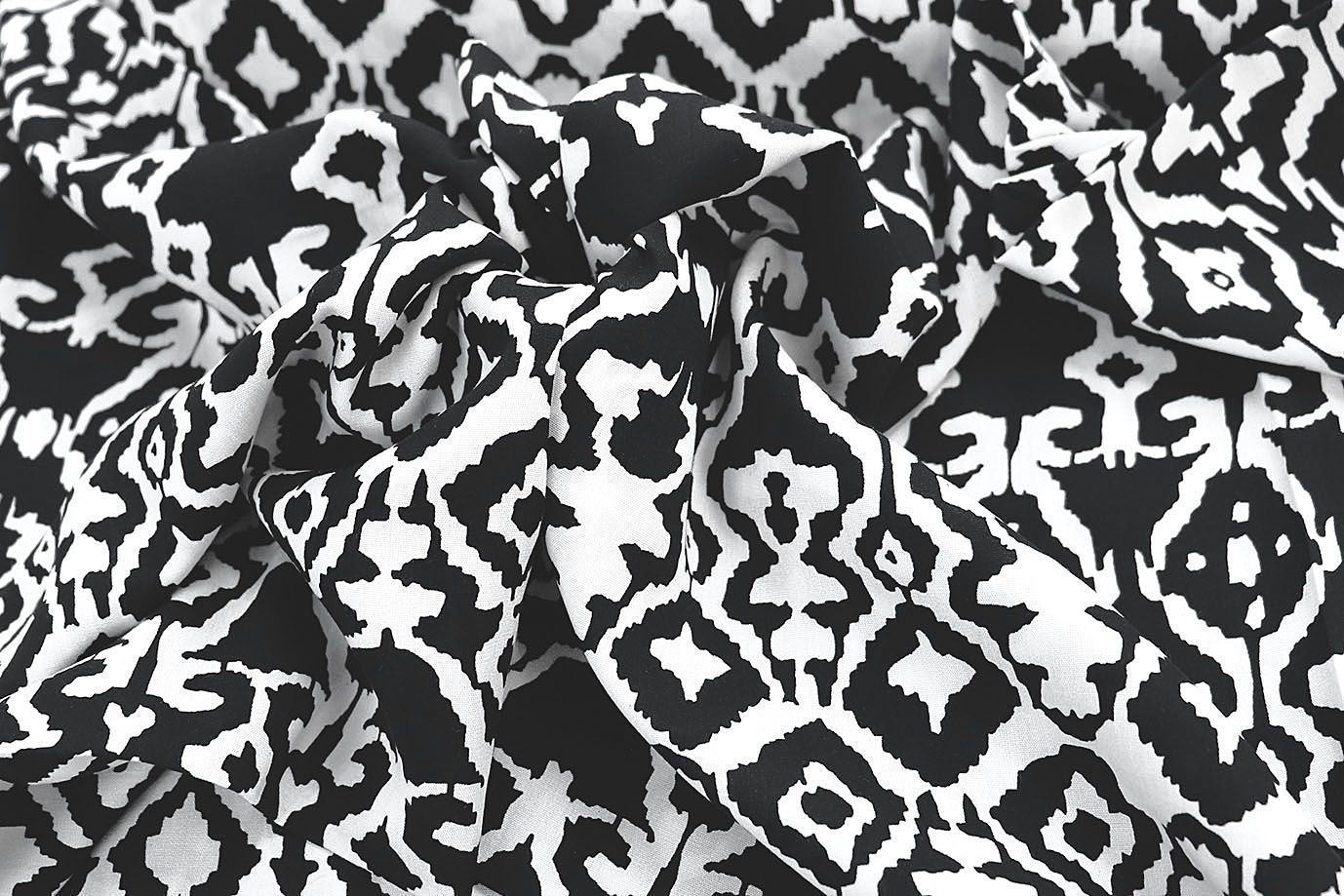 Штапель принт/узор белый на черном 1374-PY/D#52/C#3