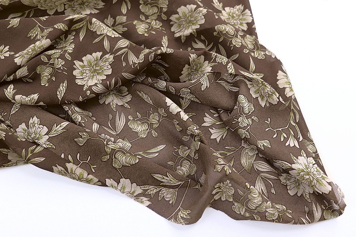 Шифон принт/цветы бежевые на коричневом 4247-PY/D#2/C#1