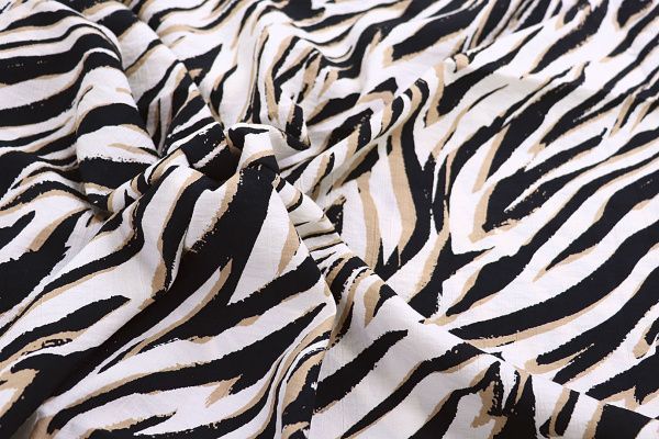 Лен N/R принт/зебра черно-бежевая на белом 3891-PY/D#7/C#1