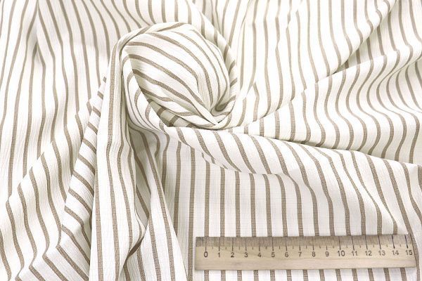 Хлопок жатый принт/полоска бежевая на белом 4170-PY/C#2