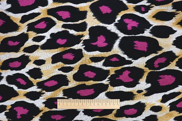 Трикотаж "Модал" принт/черно-малиновый на желтом 3561-PY/D#13/C#2