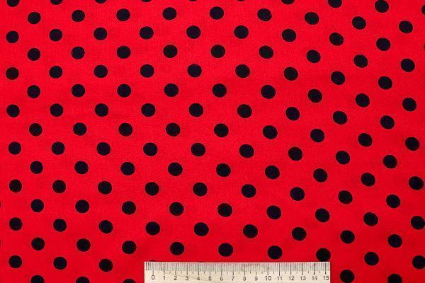 Штапель принт/горох черный на красном 4203-PY/D#107/C#35