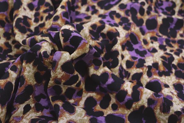 Лен TENCEL принт/черно-фиолетовый на бежевом 3846-PY/D#6/C#4