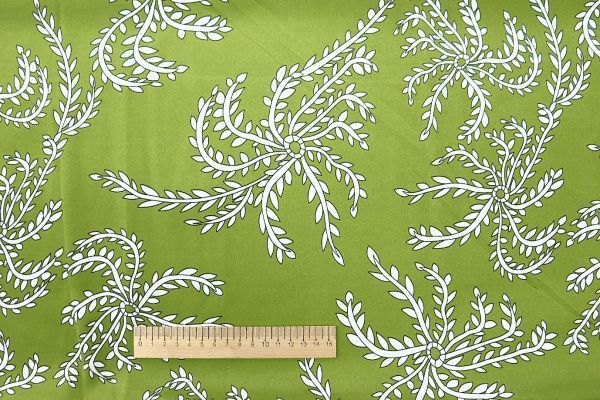 Шелк "Армани" принт/ветки белые на зеленом 3475-PY/D#8/C#3 (11271)