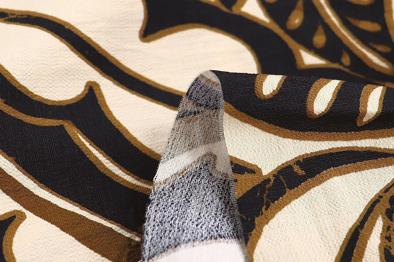 Лен БОХО принт/черно-коричневый на бежевом 3810-PY/D#7/C#3