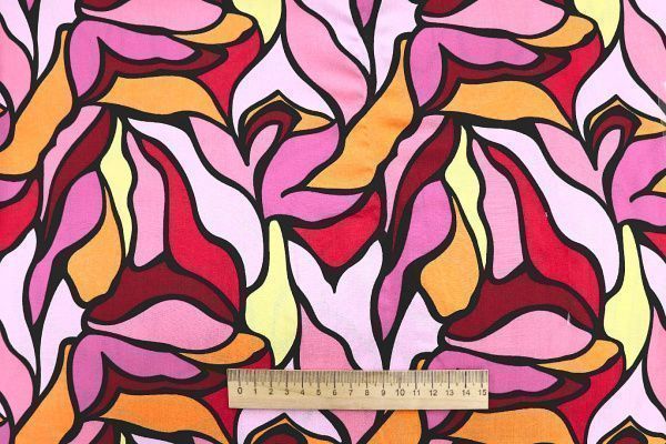 Штапель принт/розово-оранжевый 1374-PY/D#38/C#1