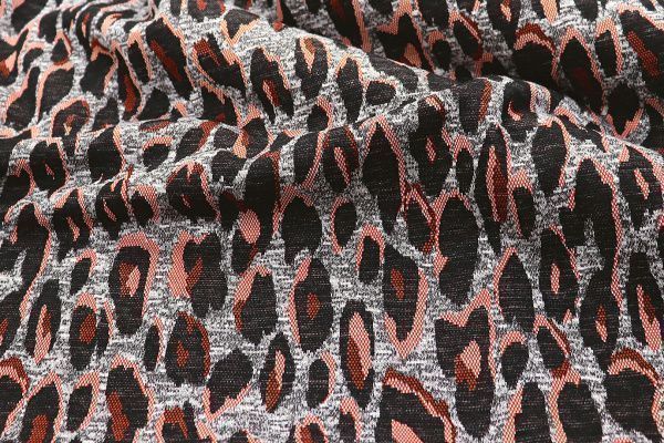 Трикотаж жаккард принт/леопард черно-оранжевый 3257-22-PY/D#21/C#3