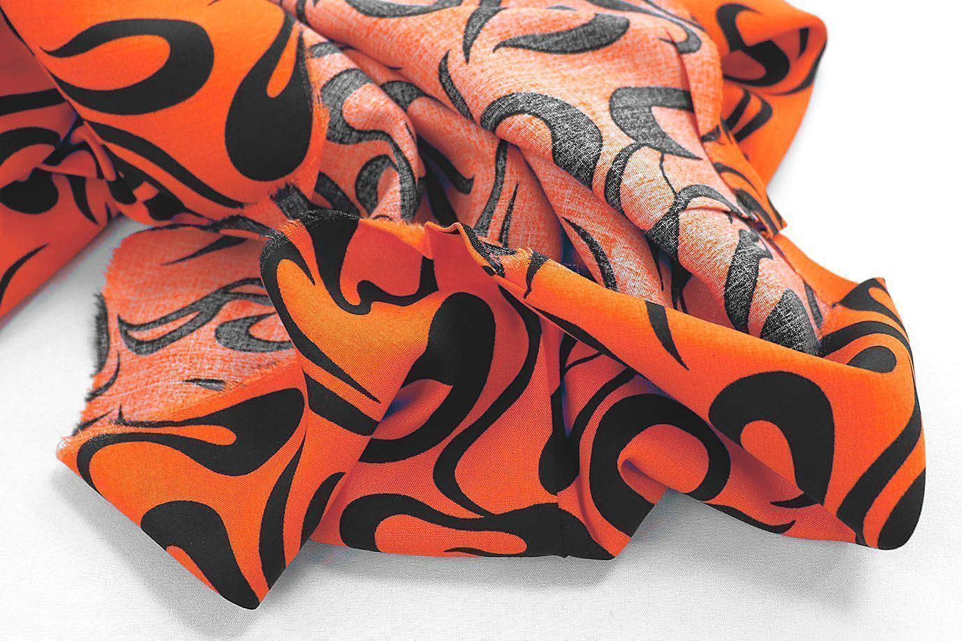 Штапель принт/черно-оранжевый 1374-PY/D#24/C#3