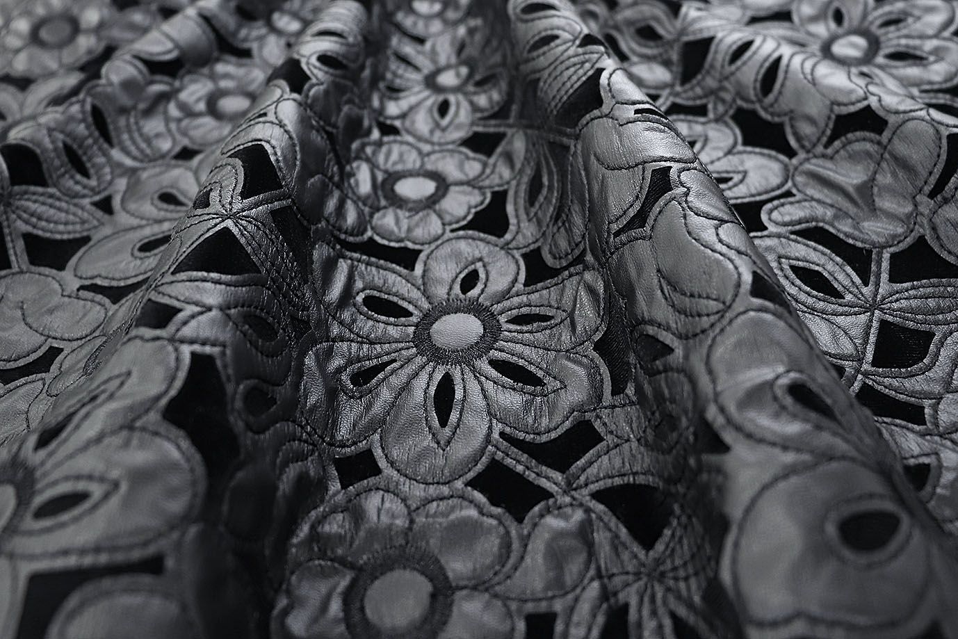 Велюр с вышивкой кожей/черный 3489-PY/D#2/C#Black