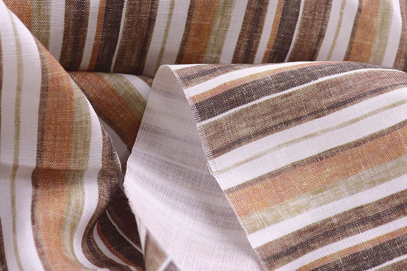 Лен принт/полоска коричнево-оранжевая 4195-PY/D#4/C#1