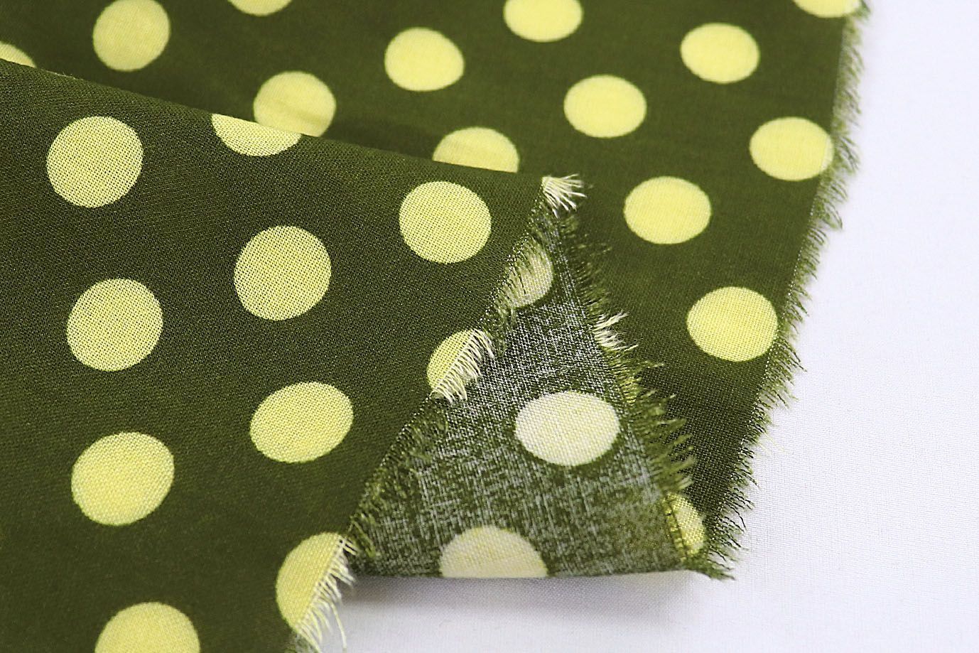 Штапель принт/горох желтый на зеленом 1179/D#2/C#7