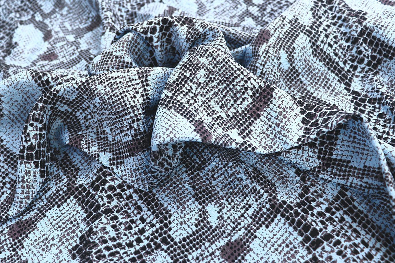 Лен БОХО принт/змея серо-голубая 3851-PY/D#1/C#2