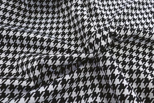 Трикотаж жаккард принт/гусиная лапка черно-белая 1320-PY/D#3/C#1