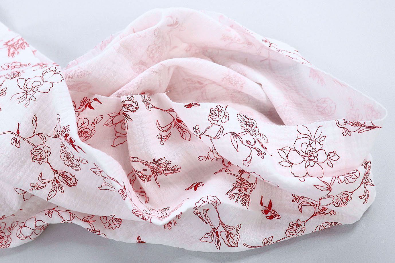 Муслин принт/цветы красные на белом 1393-PY/D#3/C#1