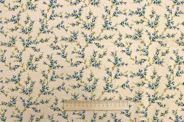 Штапель принт/цветы на бежевом 1394-PY/D#4/C#2