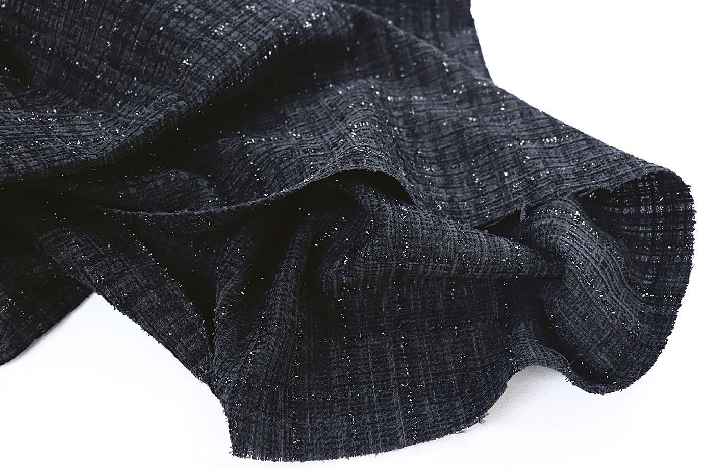 Костюмная ткань "Шанель" с люрексом/черный AP50616/D#1361-6536/C#46