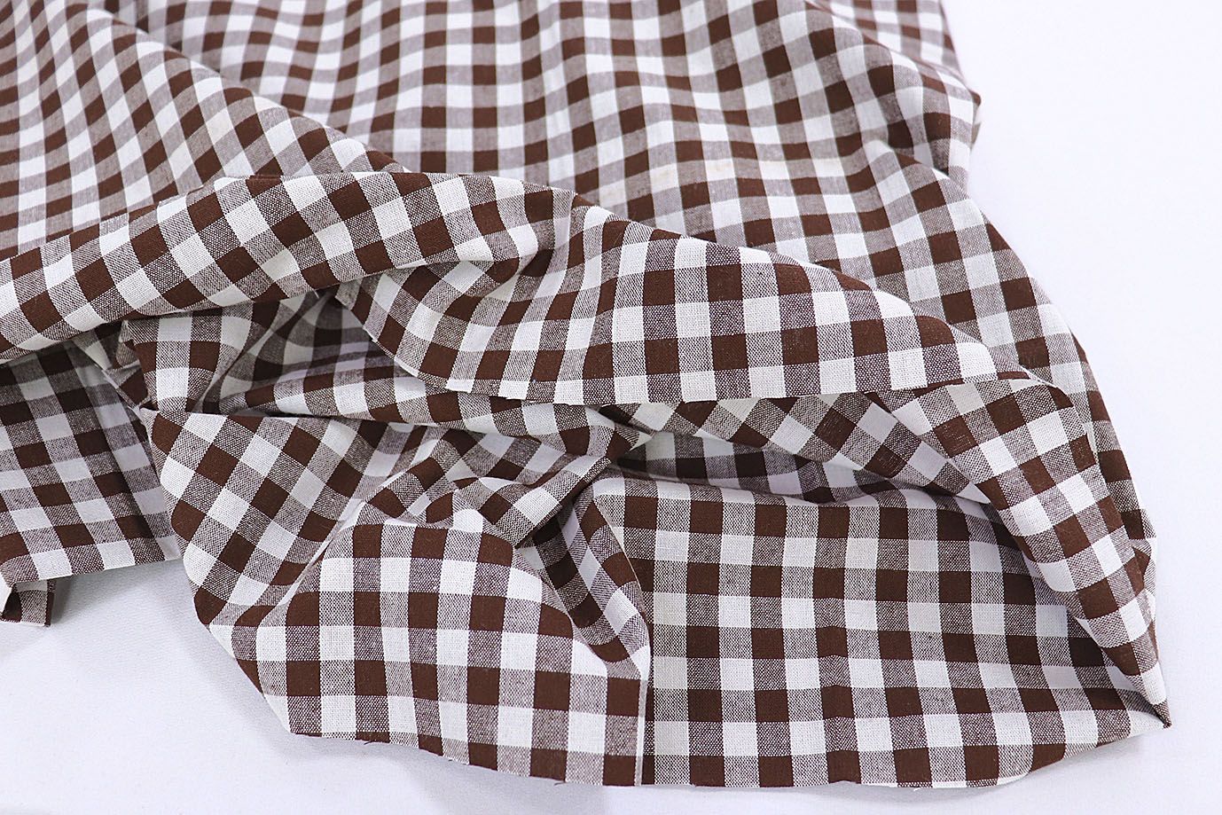 Хлопок принт/клетка коричнево-белая 1386-PY/C#5