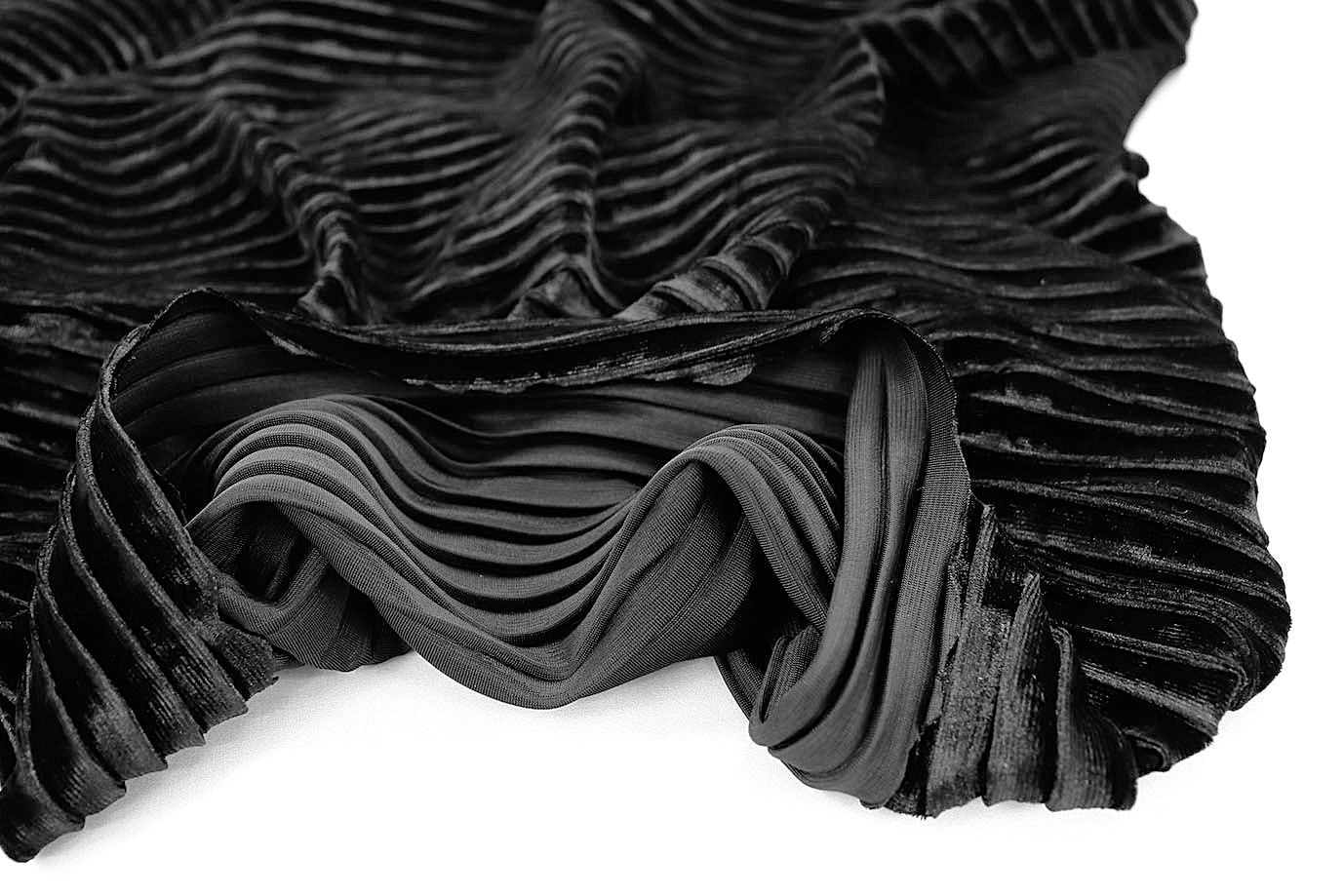 Велюр плиссе/полоска черная 1338-PY/C#1