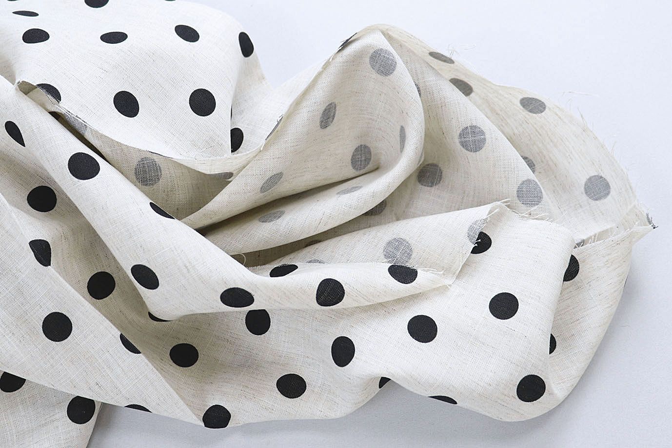 Лен слаб принт/горох черный на белом 4036-PY/C#1