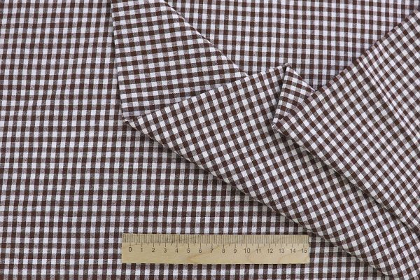 Хлопок принт/клетка коричнево-белая 1387-PY/C#5