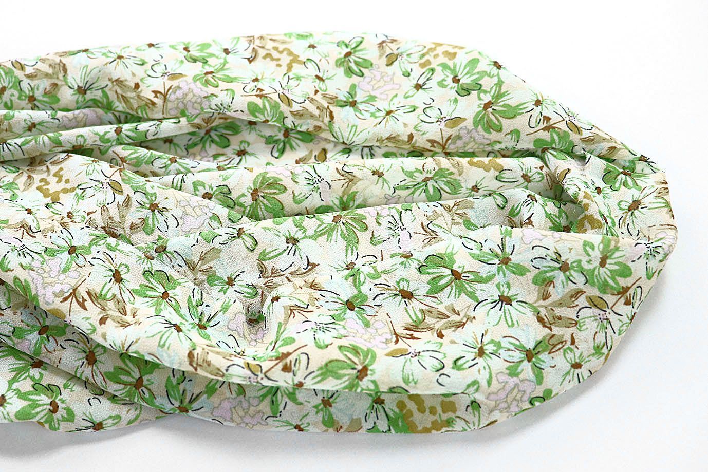 Шифон креп принт/цветы зеленые на молочном 3618-PY/D#6/C#3