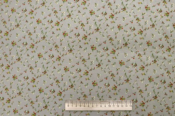Штапель принт/цветы красно-желтые на сером 1443-PY/D#6/C#6