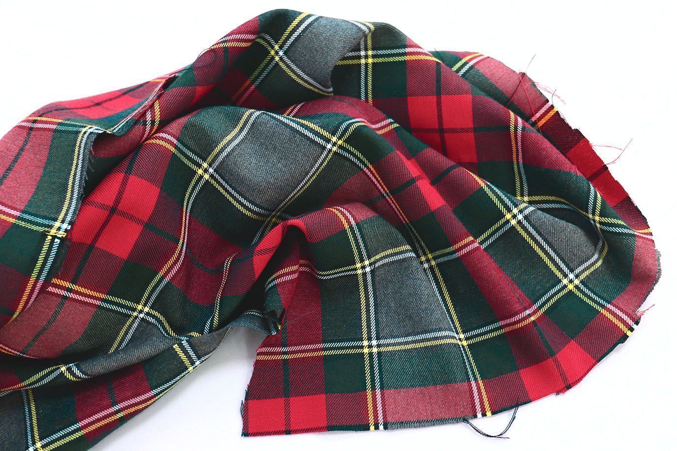 Костюмная ткань "Шотландка" принт/клетка красная 3079/D#5/C#2