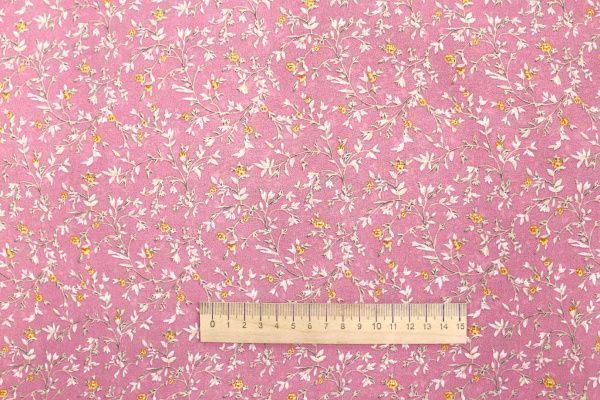 Шифон принт/цветы желто-белые на розовом 3707-PY/D#3/C#1
