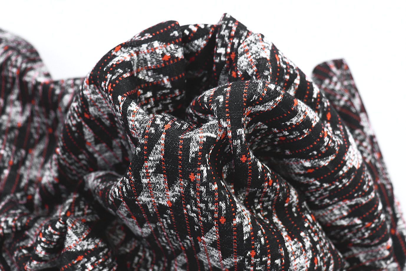 Трикотаж жаккард принт/черно-оранжевый 3257-22-PY/D#4/C#2