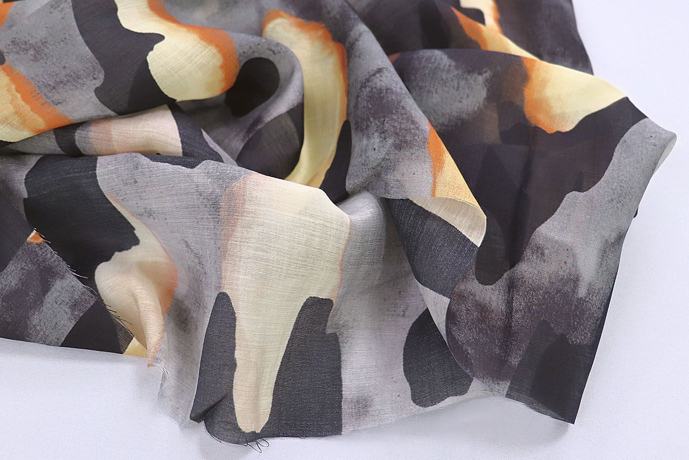 Органза принт/черно-желтый на сером 3847-PY/D#3/C#3