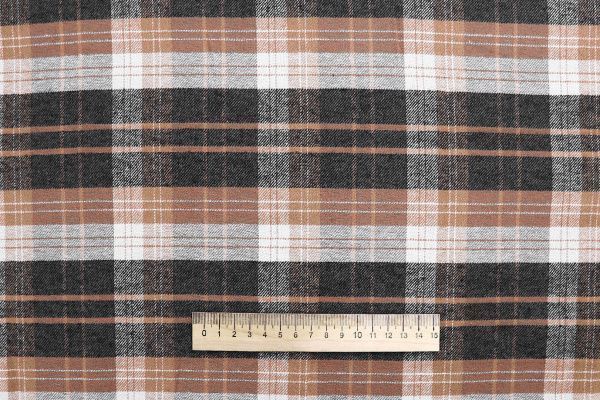 Рубашечная ткань принт/клетка черно-коричневая 4015-PY/D#S1309