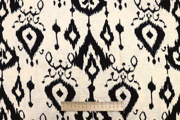 Лен БОХО принт/узор черный на бежевом 3879-PY/D#1/C#2