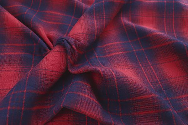Рубашечная ткань принт/клетка синяя на красном 1418-PY/D#6/C#2