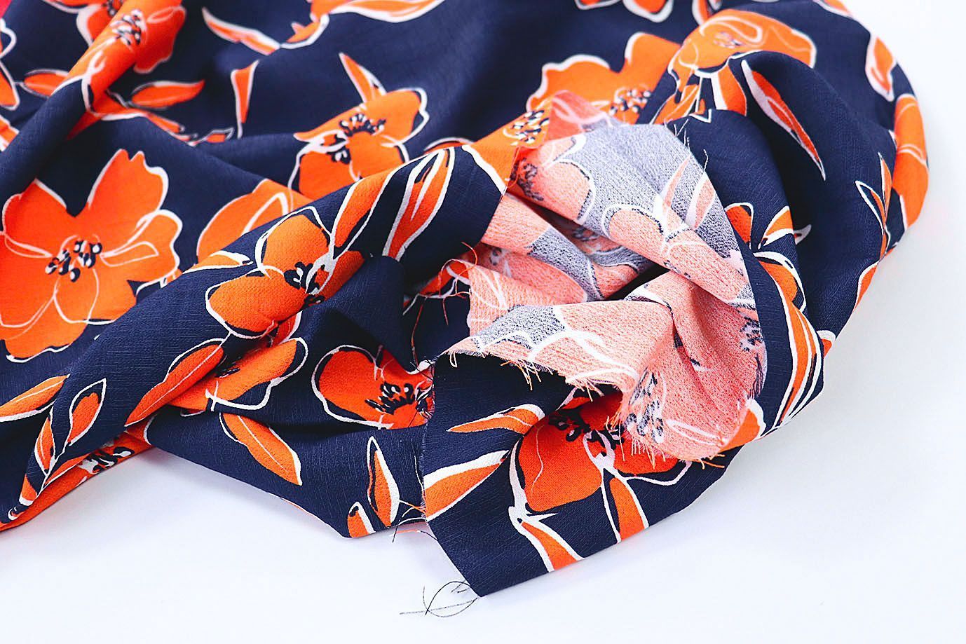 Лен БОХО принт/цветы оранжевые на фиолетовом 3383-PY/D#9768-203/C#2