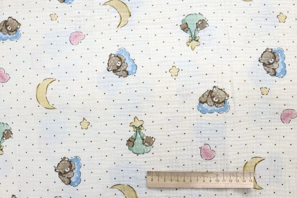 Муслин принт/мишки на молочном 4082-PY/D#8/C#1