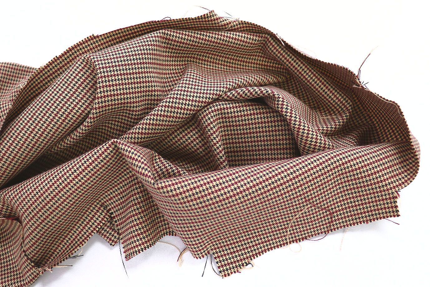 Костюмная ткань "Шотландка" принт/гусиная лапка светло-коричневая 3079/D#6/C#5