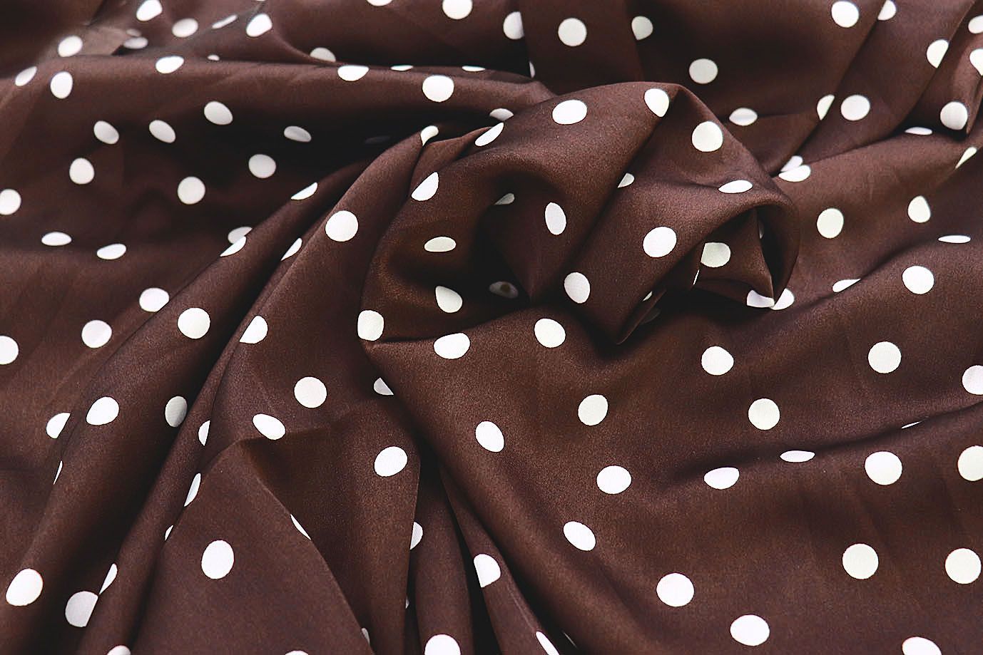 Сатин "Армани" принт/горох белый на темно-коричневом 3999-PY/D#1/C#2