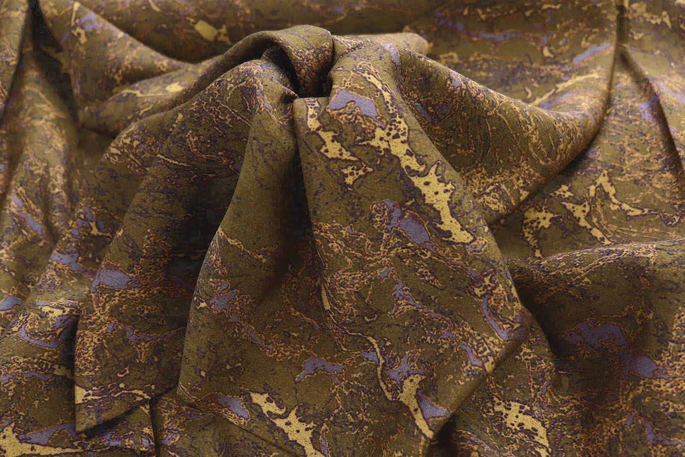 Сатин "Морокко" принт/желто-сиреневый на болотном 3888-PY/D#5/C#4