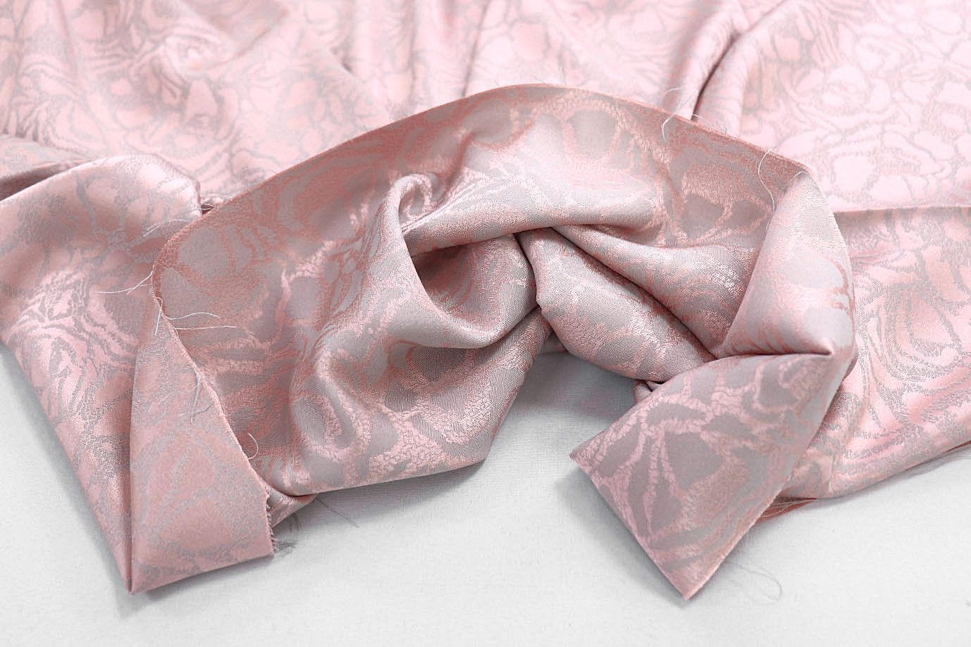 Шелк жаккард двусторонний/серо-розовый 3900-PY/D#2/C#2