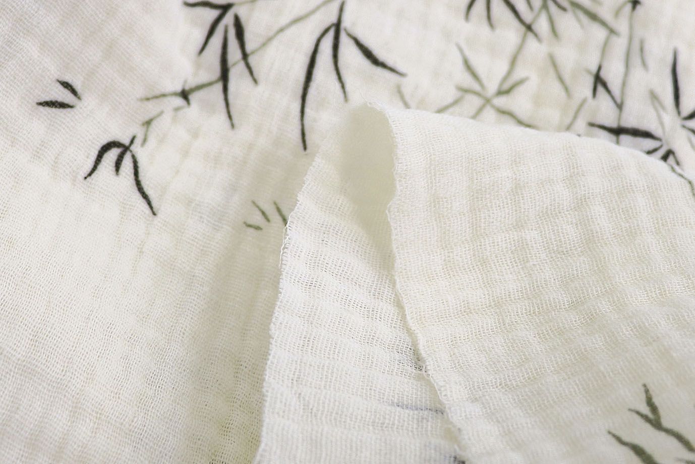 Муслин принт/цветы черно-зеленые на молочном 3941-PY/D#1