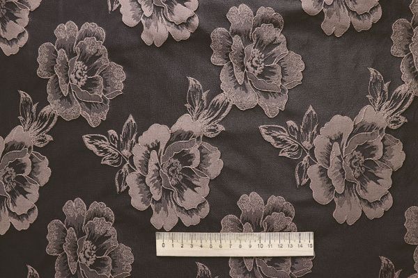 Костюмная ткань жаккард/цветы кофейные 4206-PY/D#XR0639/C#2