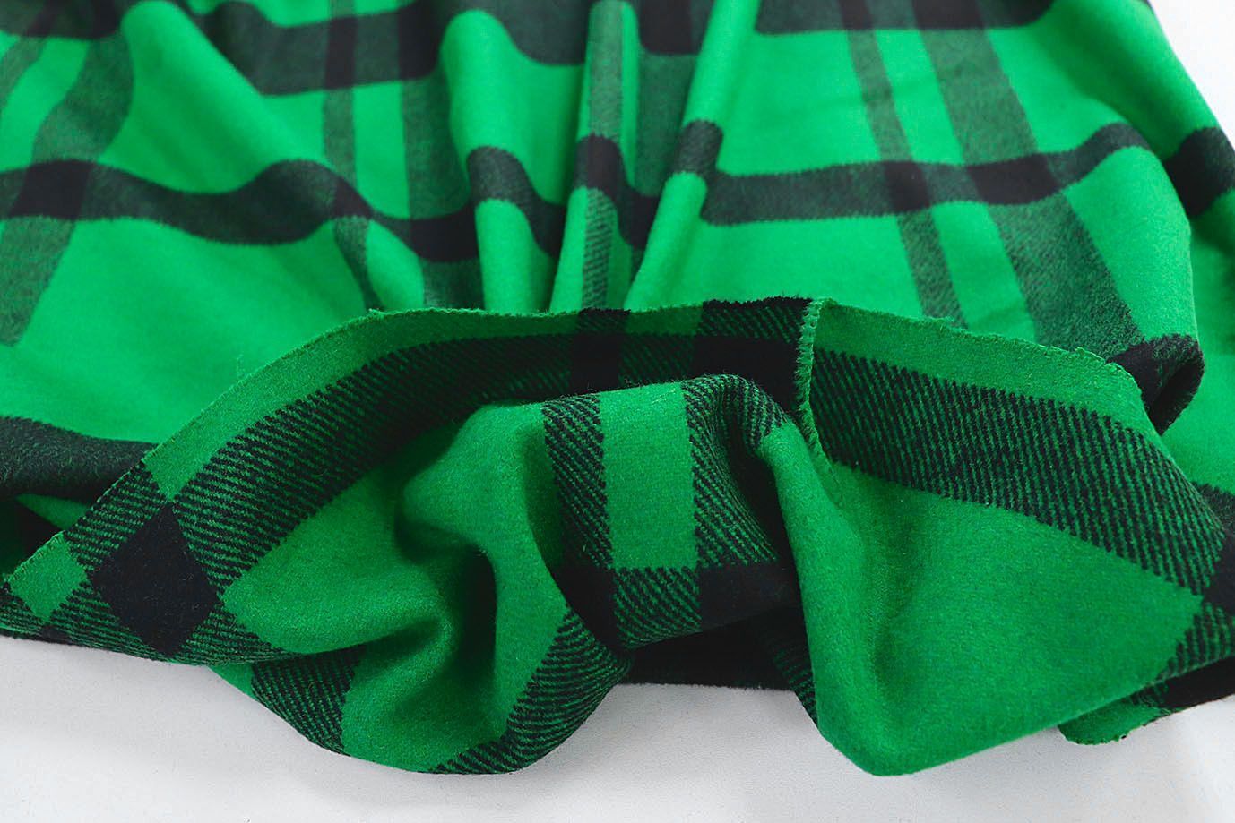 Пальтовая ткань "Микроворса" принт/клетка темно-зеленая на ярко-зеленом 1150-21527/C#9 (3082)