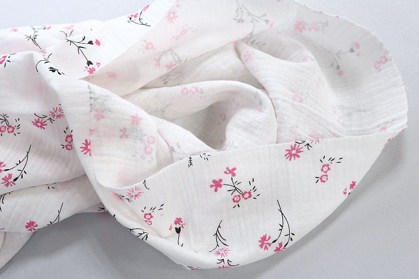 Муслин принт/цветы розовые на белом 1393-PY/D#1/C#2