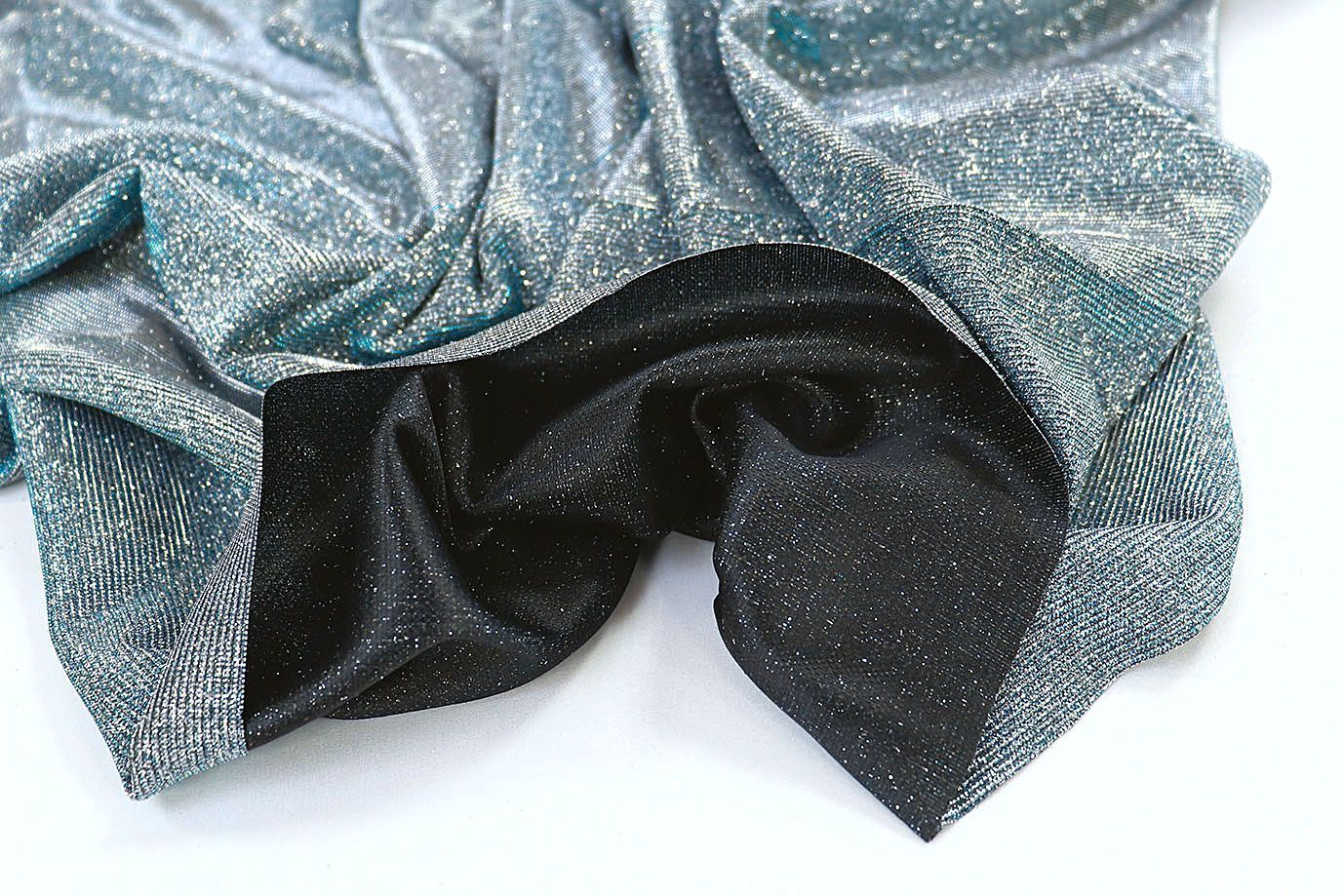 Трикотаж с люрексом на интерлоке/лазурно-бирюзовый 1327-PY/C#12