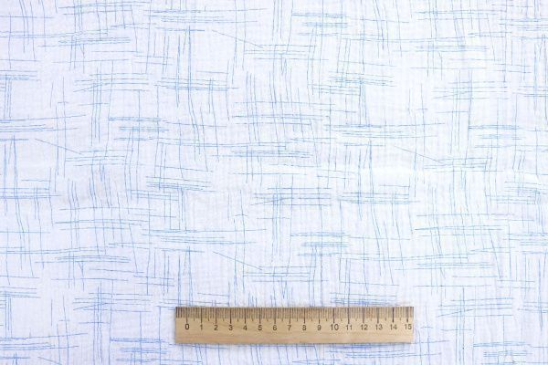 Муслин принт/голубой на белом 1393-PY/D#8/C#2