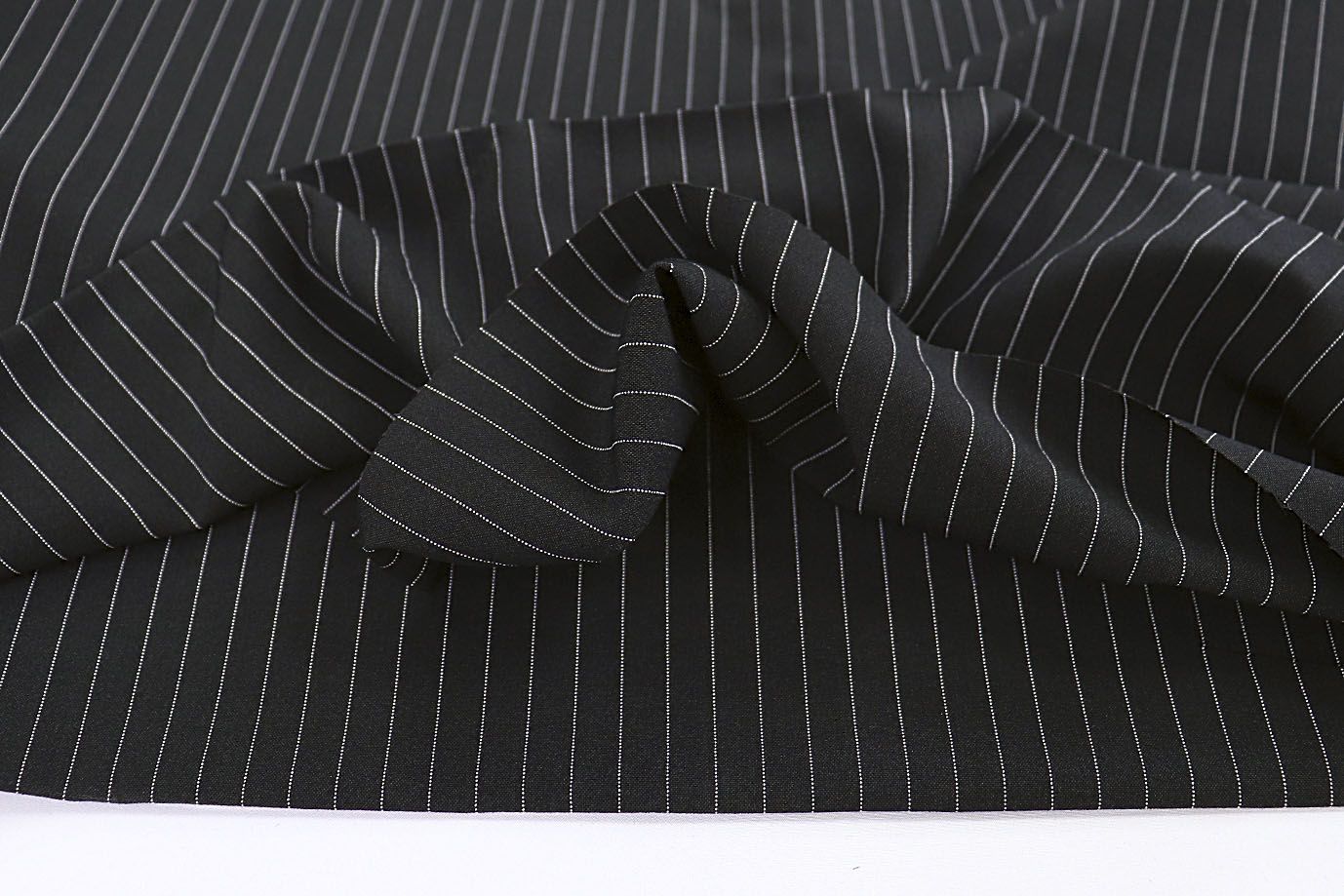 Костюмная ткань принт/полоска белая на черном 3562-PY/D#1/C#1
