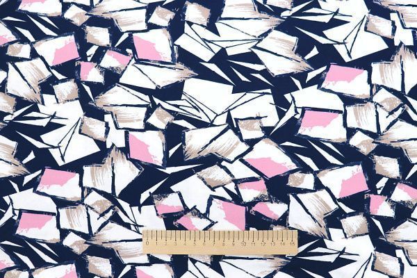 Трикотаж масло браш принт/бело-розовый на синем SSR-707A/D#19/C#1 (15881)