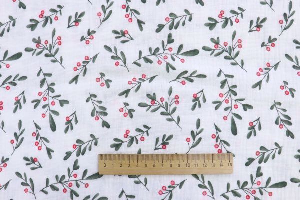 Муслин принт/ягоды красные на белом 1393-PY/D#16/C#1