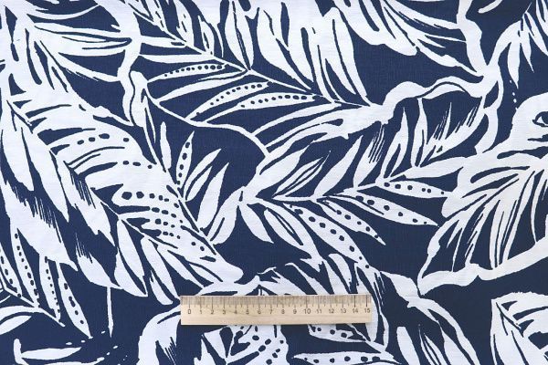 Лен БОХО принт/белый на тёмно-синем 4077-PY/D#5/C#2